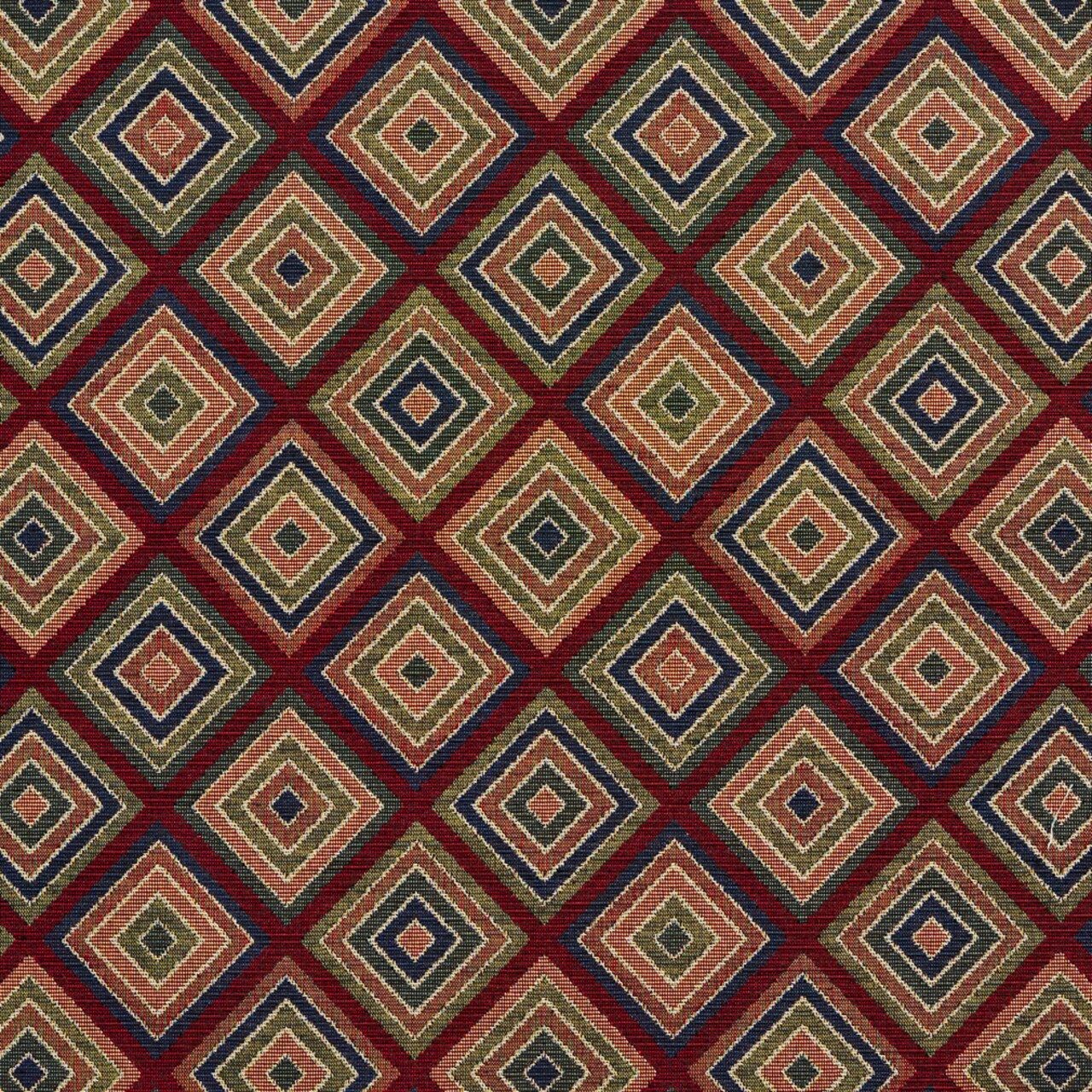 Merlot Diamond - Red & Burgundy Diamonds Upholstery Fabric 54 Inches"